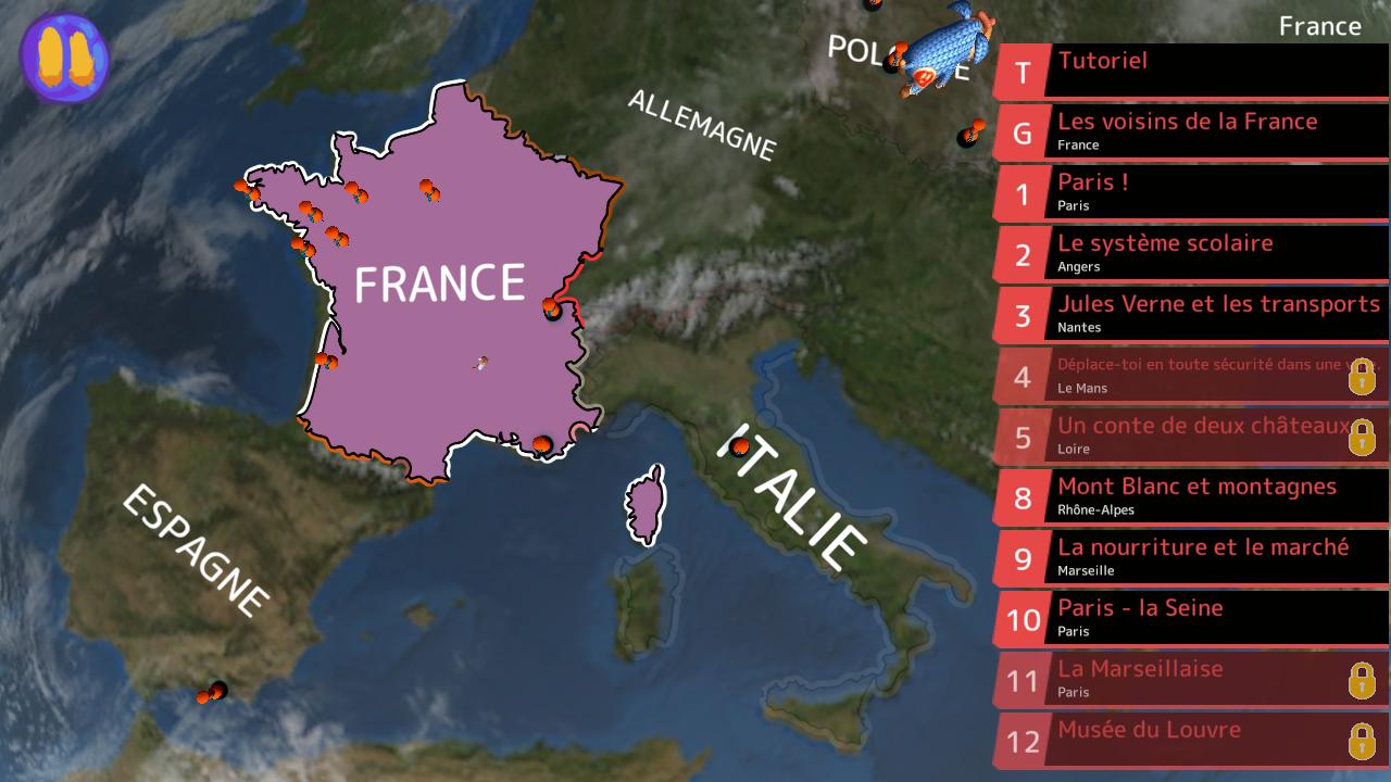Mappa di selezione delle missioni per la Francia